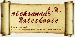 Aleksandar Maletković vizit kartica